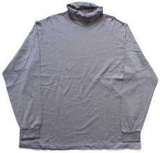 画像2: 90s USA製 LANDS'ENDランズエンド タートルネック ヘリンボーン コットン 長袖Tシャツ XL (2)