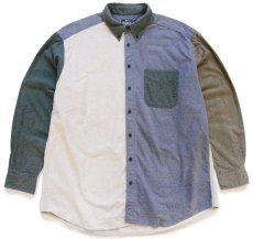 画像1: 90s USA製 Woolrichウールリッチ クレイジーパターン ボタンダウン コットン シャモアクロスシャツ XL (1)