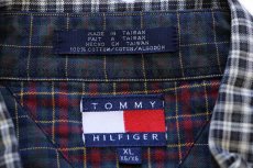 画像4: 90s TOMMY HILFIGERトミーヒルフィガー クレイジーパターン チェック ボタンダウン コットンシャツ XL (4)