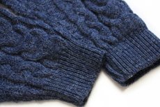 画像6: アイルランド製 aran crafts ケーブル編み ウールニット セーター 薄紺 ミックス M★フィッシャーマン (6)