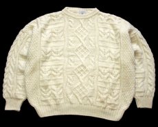 画像1: 英国製 Celtic Woollens ケーブル編み ウールニット セーター ナチュラル★フィッシャーマン (1)