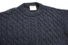 画像3: 英国製 Cottage Knitwear ケーブル編み ウールニット セーター チャコールグレー L★フィッシャーマン (3)