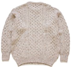 画像2: アイルランド製 aran crafts ケーブル編み ネップ入り ウールニット セーター グレーベージュ M★B フィッシャーマン (2)