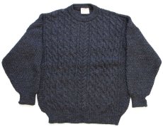 画像1: 英国製 Cottage Knitwear ケーブル編み ウールニット セーター チャコールグレー L★フィッシャーマン (1)