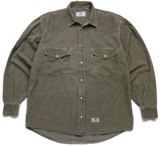 画像1: 90s Levi'sリーバイス コットン コーデュロイ ウエスタンシャツ グリーングレー M★ユーロ (1)