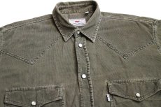 画像3: 90s Levi'sリーバイス コットン コーデュロイ ウエスタンシャツ グリーングレー M★ユーロ (3)