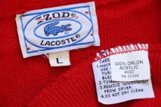 画像5: 80s IZOD LACOSTE ラコステ ワンポイント パール編み アクリルニット カーディガン 赤 L (5)