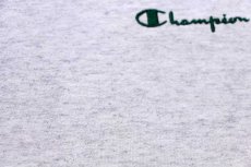 画像5: 90s Championチャンピオン スクリプト ロゴ刺繍 ツートン 切り替え スウェット カットソー 杢ライトグレー×緑 (5)