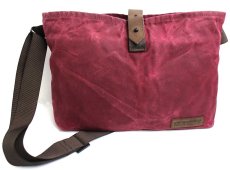 画像3: USA製 WATERFIELD オイルドコットン ショルダーバッグ ワインレッド★サコッシュ (3)