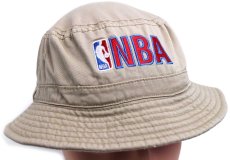 画像1: 00s NBA ロゴ刺繍 コットン バケットハット ベージュ (1)