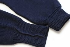 画像7: 50s Allion KNIT ウールニット レタードカーディガン 紺 (7)