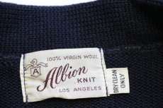 画像4: 50s Allion KNIT ウールニット レタードカーディガン 紺 (4)