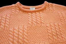 画像3: アイルランド製 Carraig Donn ケーブル編み パネル切り替え ウールニット セーター サーモンピンク★フィッシャーマン (3)