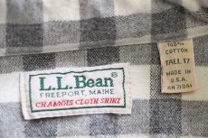 画像4: 80s USA製 L.L.Bean CHAMOIS CLOTH SHIRT ギンガムチェック コットン シャモアクロスシャツ グレー×白 17T (4)