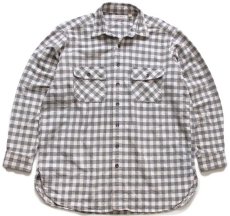 画像1: 80s USA製 L.L.Bean CHAMOIS CLOTH SHIRT ギンガムチェック コットン シャモアクロスシャツ グレー×白 17T (1)