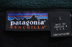 画像4: 90s USA製 patagoniaパタゴニア ロゴ刺繍 シンチラ フリースベスト 黒 L (4)