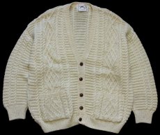 画像1: スコットランド製 west highland woollens ケーブル編み ウールニット カーディガン ナチュラル★特大 フィッシャーマン (1)