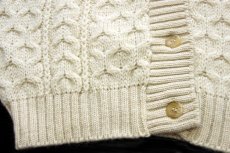 画像5: スコットランド製 Moffat Woollens ケーブル編み ウールニット カーディガン ナチュラル L★フィッシャーマン (5)