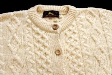 画像3: 英国製 SWEATERS UK ケーブル編み ウールニット カーディガン ナチュラル M★フィッシャーマン (3)