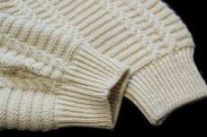 画像7: スコットランド製 west highland woollens ケーブル編み ウールニット カーディガン ナチュラル★特大 フィッシャーマン (7)