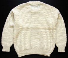 画像2: スコットランド製 Moffat Woollens ケーブル編み ウールニット カーディガン ナチュラル L★フィッシャーマン (2)