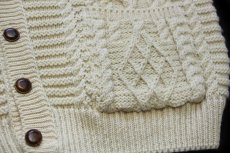 画像6: スコットランド製 west highland woollens ケーブル編み ウールニット カーディガン ナチュラル★特大 フィッシャーマン (6)