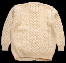 画像2: 英国製 SWEATERS UK ケーブル編み ウールニット カーディガン ナチュラル M★フィッシャーマン (2)