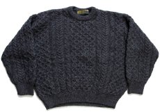 画像1: アイルランド製 COUNTRY knitwear ケーブル編み ウールニット セーター チャコールグレー 42★フィッシャーマン (1)