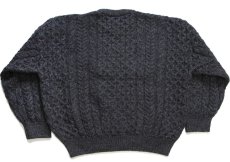 画像2: アイルランド製 COUNTRY knitwear ケーブル編み ウールニット セーター チャコールグレー 42★フィッシャーマン (2)