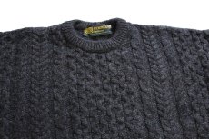 画像3: アイルランド製 COUNTRY knitwear ケーブル編み ウールニット セーター チャコールグレー 42★フィッシャーマン (3)