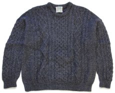 画像1: アイルランド製 Carraig Donn ケーブル編み ウールニット セーター チャコールグレー★フィッシャーマン (1)