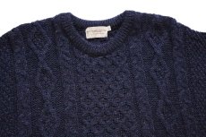 画像3: アイルランド製 ARAN ISLANDS KNITWEAR ケーブル編み ウール ハンドニット セーター 紺 XXL★特大 フィッシャーマン (3)