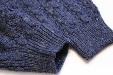 画像6: アイルランド製 Clady Knit ケーブル編み ネップ入り ウール ハンドニット セーター 薄紺★フィッシャーマン (6)