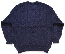 画像2: アイルランド製 ARAN ISLANDS KNITWEAR ケーブル編み ウール ハンドニット セーター 紺 XXL★特大 フィッシャーマン (2)