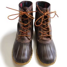 画像1: USA製 L.L.Bean チェックライナー 6ホール ビーンブーツ ブラウン×ブラウン 7M (1)