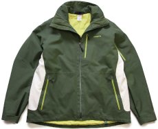 画像1: 00s patagoniaパタゴニア h2no Insulated Powder Bowl Jacket パウダー ボール ツートン ナイロンジャケット 緑×白 XL (1)