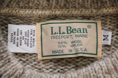 画像4: 80s USA製 L.L.Bean 無地 ウールニット セーター グレーブラウン×ナチュラル ミックス M (4)