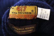 画像5: 80s 417 VAN HEUSEN タートルネック サドルショルダー アクリル×ウール リブニット セーター 紺 M (5)