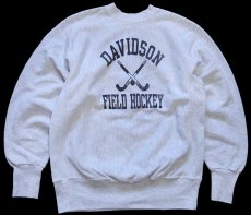 画像2: 90s USA製 DAVIDSON FIELD HOCKEY 両面プリント リバースウィーブ スウェット 杢グレー L (2)