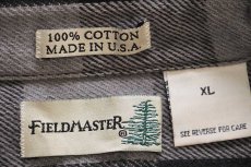 画像4: 90s USA製 FIELDMASTER バッファローチェック コットン フランネルシャツ グレー×黒 XL (4)