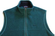 画像3: 90s USA製 patagoniaパタゴニア ロゴ刺繍 シンチラ フリースベスト 緑 L (3)