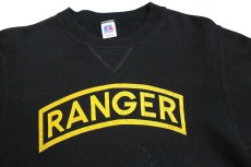 画像3: 80s USA製 RUSSELLラッセル RANGER ひび割れプリント ペンキ飛び 前V スウェット 黒 S (3)