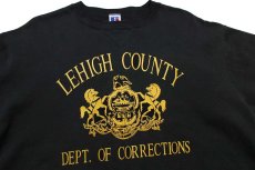 画像3: 90s USA製 RUSSELLラッセル LEHIGH COUNTY DEPT. OF CORRECTIONS 前V スウェット 黒 L (3)