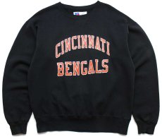 画像1: 90s USA製 RUSSELLラッセル NFL CINCINNATI BENGALS 前V スウェット 黒 L (1)