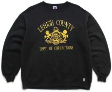 画像1: 90s USA製 RUSSELLラッセル LEHIGH COUNTY DEPT. OF CORRECTIONS 前V スウェット 黒 L (1)