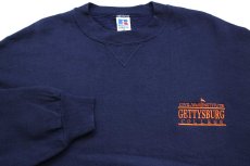 画像3: 90s USA製 RUSSELLラッセル CIVIL WAR INSTITUTE GETTYSBURG COLLEGE 刺繍 前V スウェット 紺 XL (3)