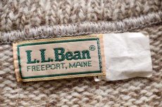 画像4: 80s L.L.Bean 無地 ショールカラー ウールニット セーター グレーブラウン×ナチュラル ミックス (4)