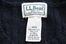 画像4: L.L.Bean ケーブル編み ラムウールニット セーター 黒 L-T★フィッシャーマン (4)