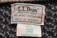 画像4: 80s ノルウェー製 L.L.Bean ノルウェージャン バーズアイ ウールニット セーター ボロ 白×グレー L★C (4)