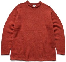 画像1: L.L.Bean 無地 ロールネック コットン×ラムウールニット セーター 赤×オレンジ ミックス XL-T (1)